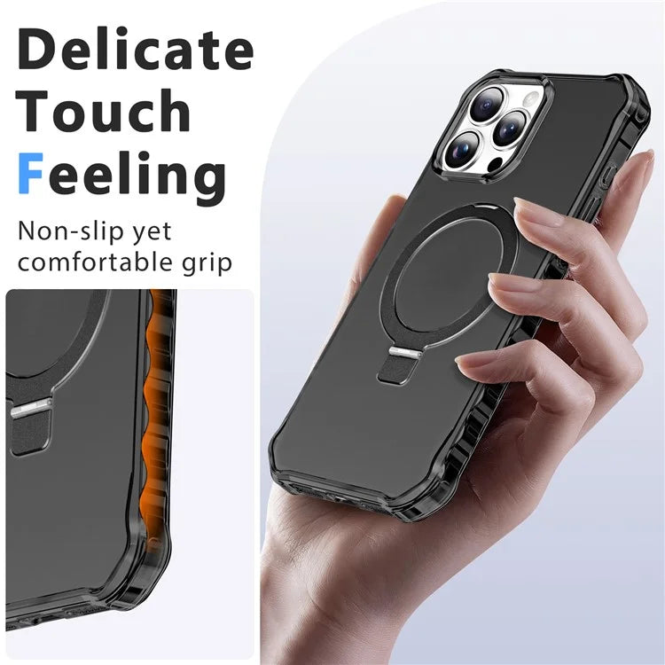 For iPhone 16 Pro Case Small Wavy Edge Compatible with MagSafe Frosted Anti-Drop PC+TPU Phone Cover