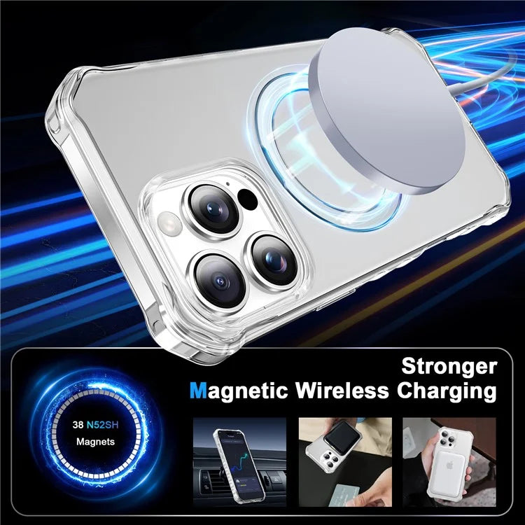 For iPhone 16 Pro Case Small Wavy Edge Compatible with MagSafe Frosted Anti-Drop PC+TPU Phone Cover