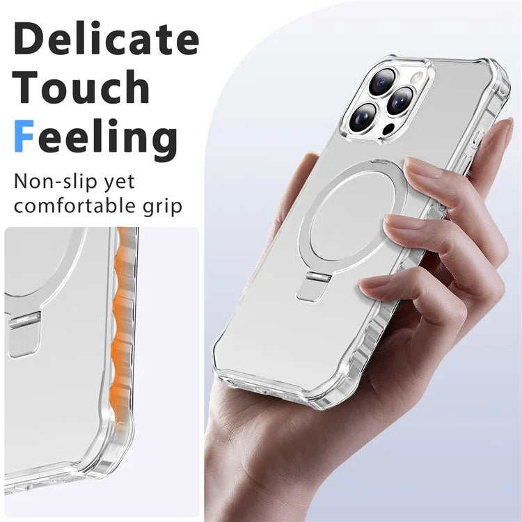For iPhone 16 Pro Case Small Wavy Edge Compatible with MagSafe Frosted Anti-Drop PC+TPU Phone Cover