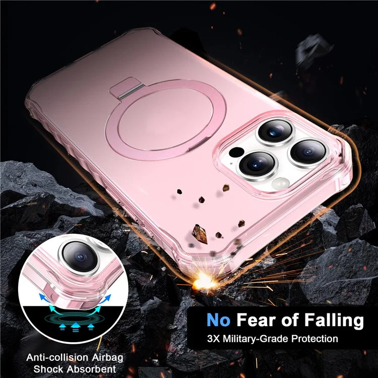 For iPhone 16 Pro Max Case Small Wavy Edge Compatible with MagSafe Frosted Anti-Drop PC+TPU Phone Cover