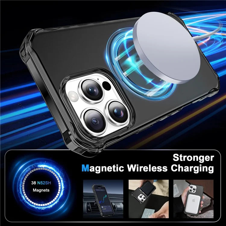 For iPhone 16 Pro Max Case Small Wavy Edge Compatible with MagSafe Frosted Anti-Drop PC+TPU Phone Cover
