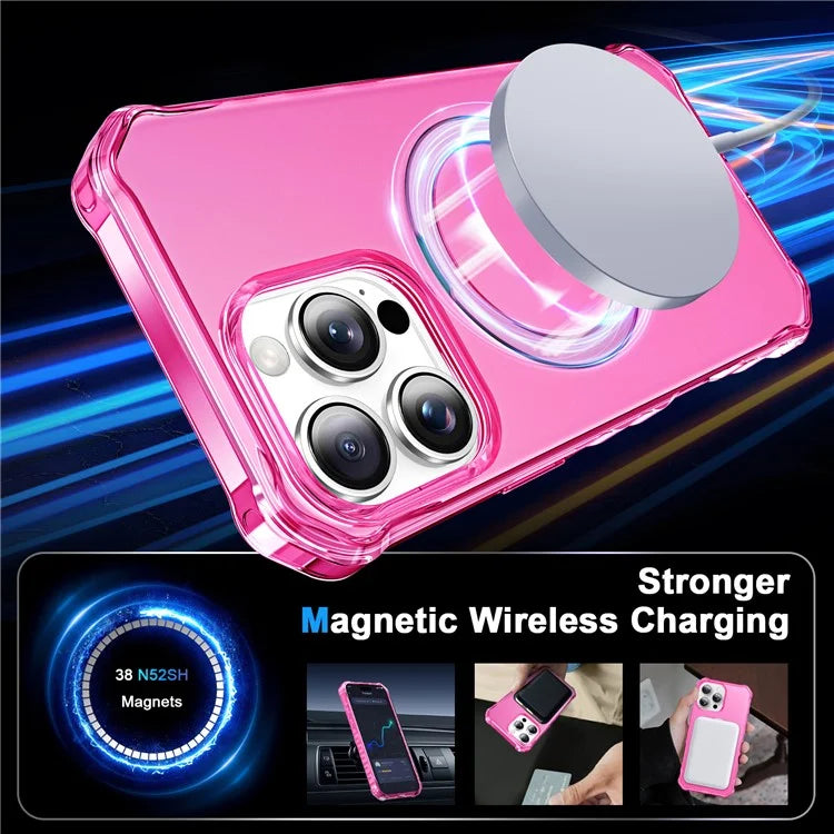 For iPhone 16 Pro Max Case Small Wavy Edge Compatible with MagSafe Frosted Anti-Drop PC+TPU Phone Cover