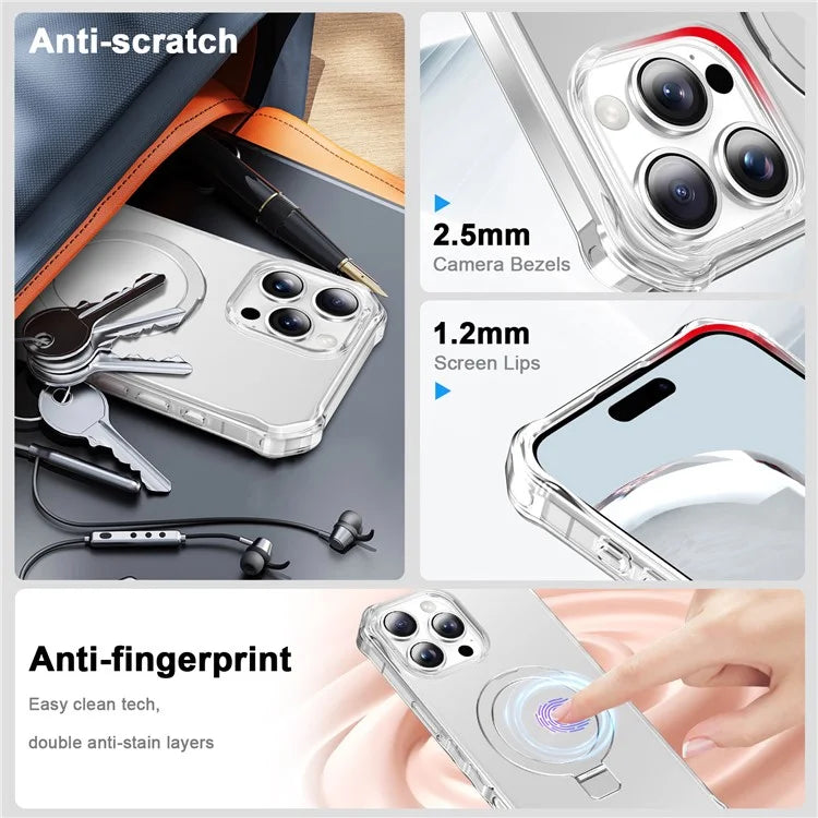 For iPhone 16 Pro Max Case Small Wavy Edge Compatible with MagSafe Frosted Anti-Drop PC+TPU Phone Cover