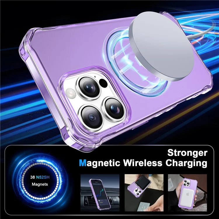 For iPhone 16 Pro Max Case Small Wavy Edge Compatible with MagSafe Frosted Anti-Drop PC+TPU Phone Cover