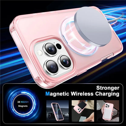 For iPhone 16 Pro Max Case Frosted TPU+PC Phone Cover with Magnetic Kickstand PET Screen Protector Compatible with MagSafe