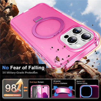 For iPhone 16 Pro Max Case Frosted TPU+PC Phone Cover with Magnetic Kickstand PET Screen Protector Compatible with MagSafe