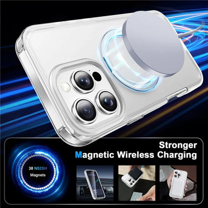 For iPhone 16 Pro Max Case Frosted TPU+PC Phone Cover with Magnetic Kickstand PET Screen Protector Compatible with MagSafe