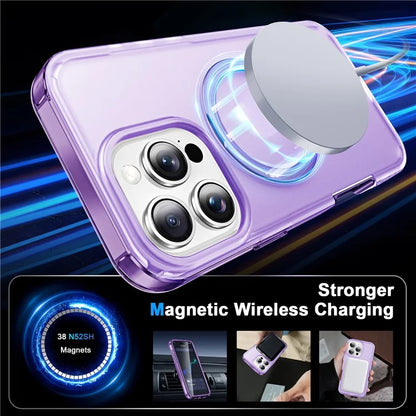 For iPhone 16 Pro Max Case Frosted TPU+PC Phone Cover with Magnetic Kickstand PET Screen Protector Compatible with MagSafe