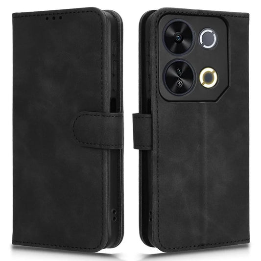 For itel P65 Leather Case Skin-Feel Anti-Drop Wallet Flip Phone Cover