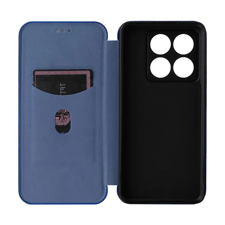 For Xiaomi 14T Pro Case Carbon Fiber Texture Drop-Proof PU Leather Phone Cover
