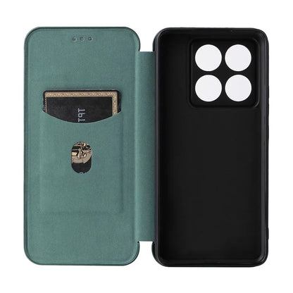For Xiaomi 14T Pro Case Carbon Fiber Texture Drop-Proof PU Leather Phone Cover