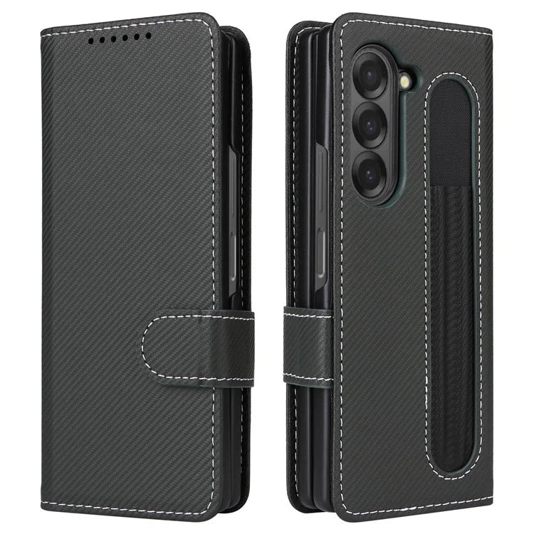For Samsung Galaxy Z Fold6 5G Case Carbon Fiber Detachable PU Leather Wallet Phone Case