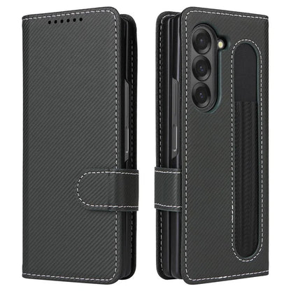 For Samsung Galaxy Z Fold6 5G Case Carbon Fiber Detachable PU Leather Wallet Phone Case