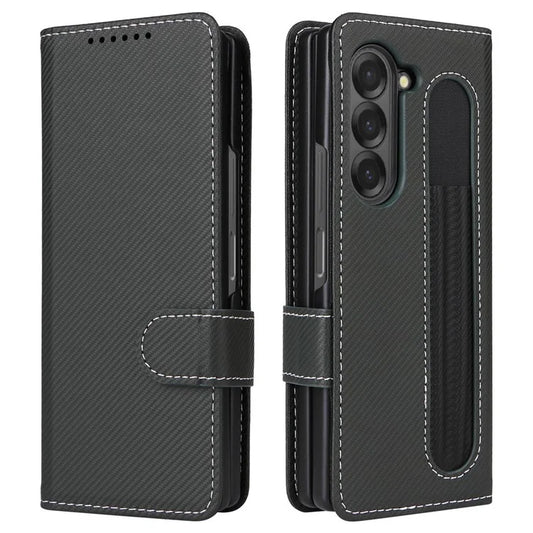 For Samsung Galaxy Z Fold6 5G Case Carbon Fiber Detachable PU Leather Wallet Phone Case