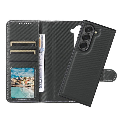 For Samsung Galaxy Z Fold6 5G Case Carbon Fiber Detachable PU Leather Wallet Phone Case