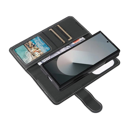 For Samsung Galaxy Z Fold6 5G Case Carbon Fiber Detachable PU Leather Wallet Phone Case