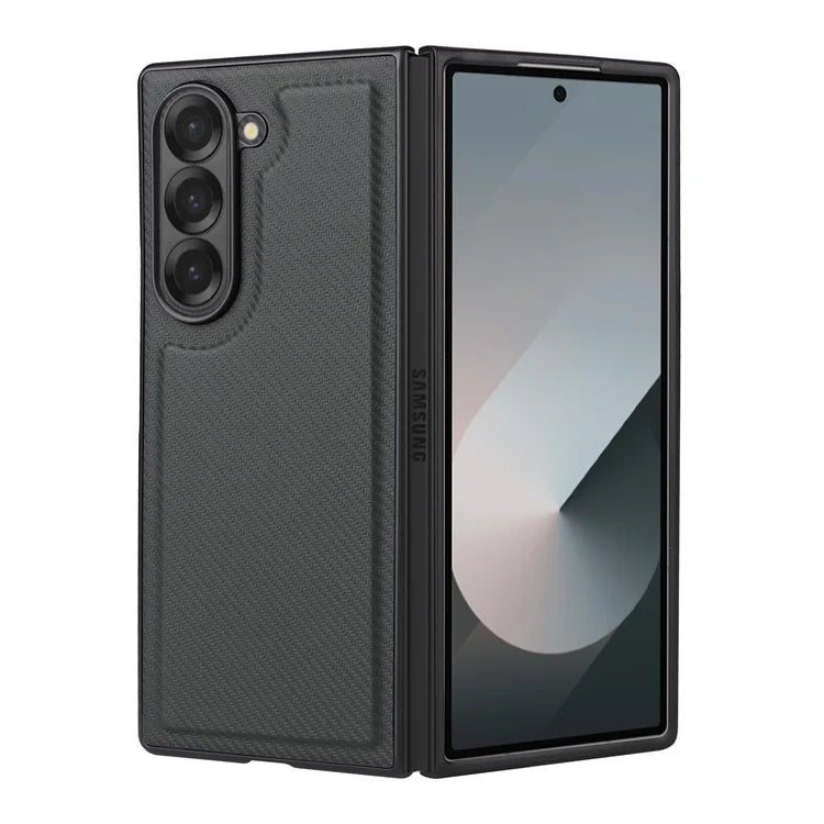 For Samsung Galaxy Z Fold6 5G Case Carbon Fiber Detachable PU Leather Wallet Phone Case