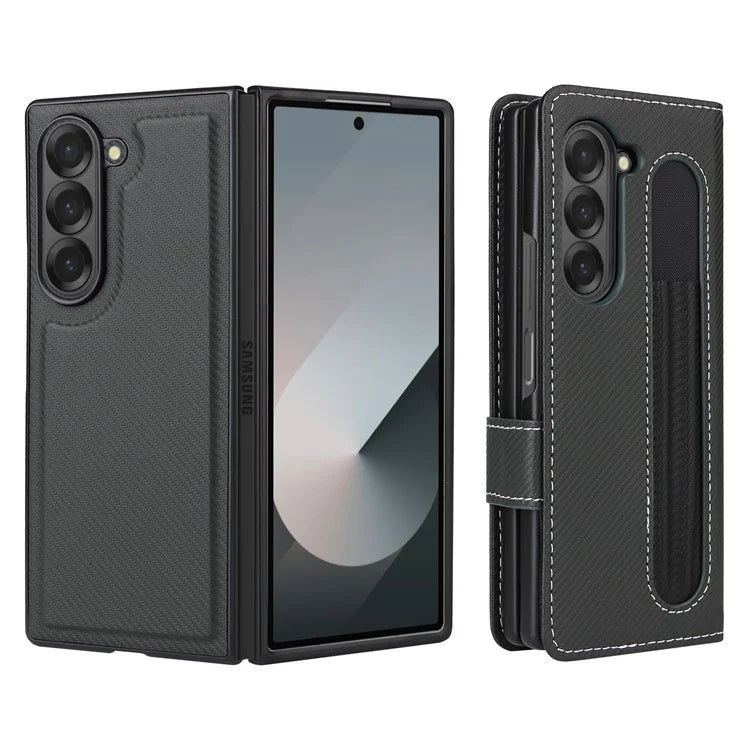 For Samsung Galaxy Z Fold6 5G Case Carbon Fiber Detachable PU Leather Wallet Phone Case
