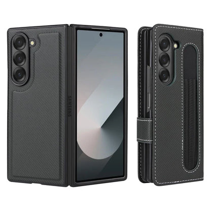 For Samsung Galaxy Z Fold6 5G Case Carbon Fiber Detachable PU Leather Wallet Phone Case
