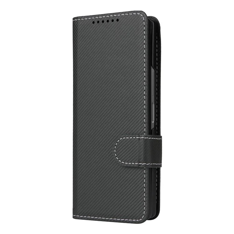 For Samsung Galaxy Z Fold6 5G Case Carbon Fiber Detachable PU Leather Wallet Phone Case