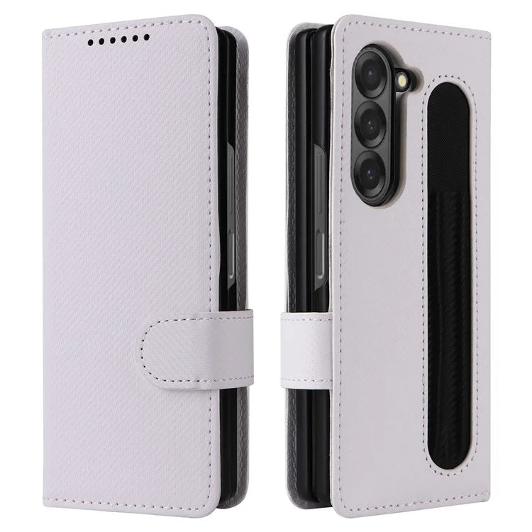 For Samsung Galaxy Z Fold6 5G Case Carbon Fiber Detachable PU Leather Wallet Phone Case