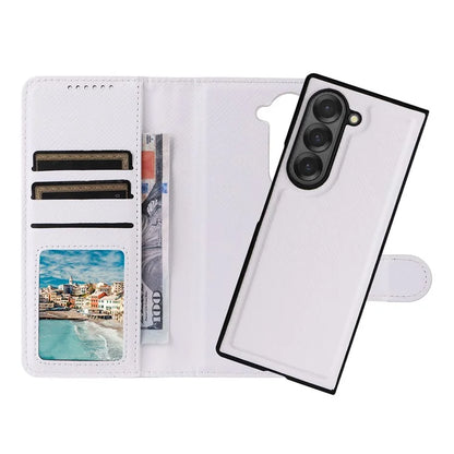 For Samsung Galaxy Z Fold6 5G Case Carbon Fiber Detachable PU Leather Wallet Phone Case