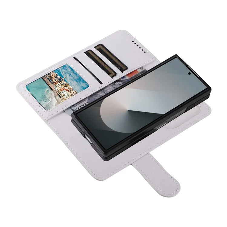 For Samsung Galaxy Z Fold6 5G Case Carbon Fiber Detachable PU Leather Wallet Phone Case