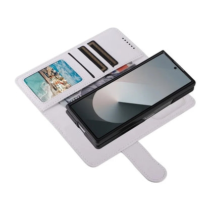For Samsung Galaxy Z Fold6 5G Case Carbon Fiber Detachable PU Leather Wallet Phone Case