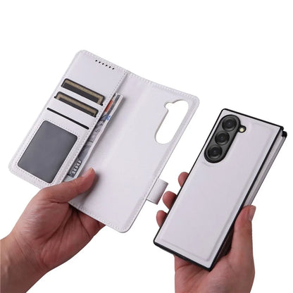 For Samsung Galaxy Z Fold6 5G Case Carbon Fiber Detachable PU Leather Wallet Phone Case