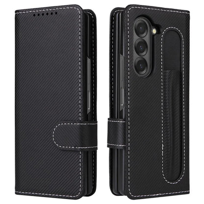 For Samsung Galaxy Z Fold6 5G Case Carbon Fiber Detachable PU Leather Wallet Phone Case