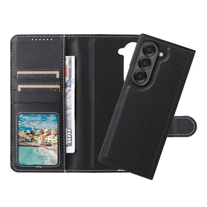 For Samsung Galaxy Z Fold6 5G Case Carbon Fiber Detachable PU Leather Wallet Phone Case