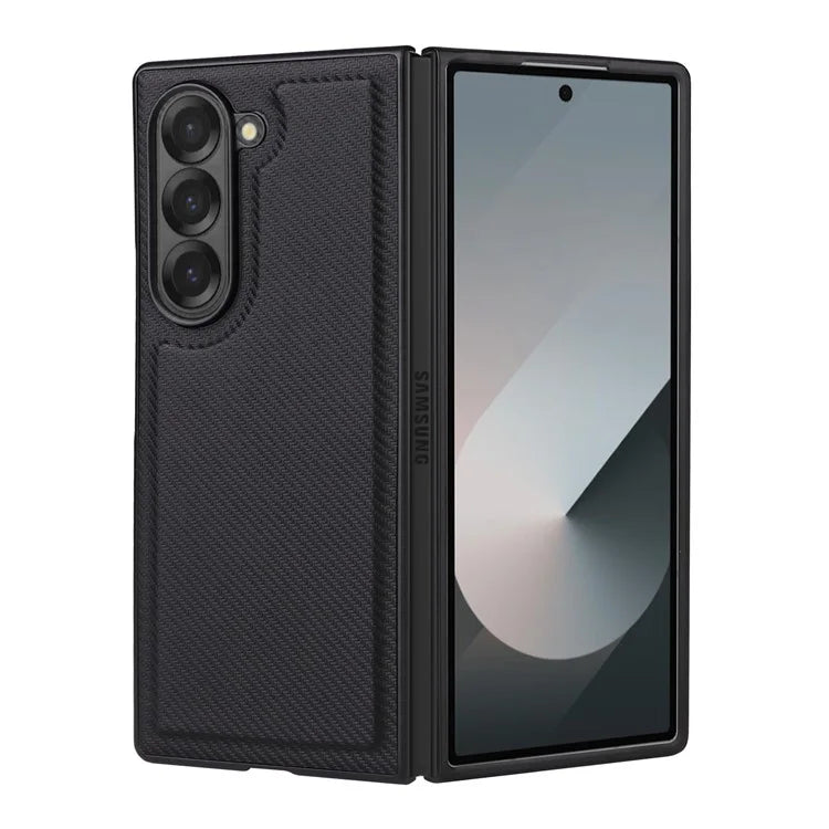 For Samsung Galaxy Z Fold6 5G Case Carbon Fiber Detachable PU Leather Wallet Phone Case