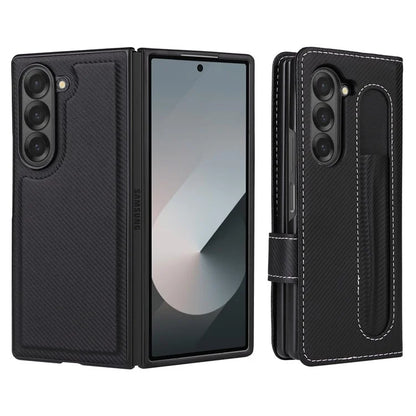 For Samsung Galaxy Z Fold6 5G Case Carbon Fiber Detachable PU Leather Wallet Phone Case