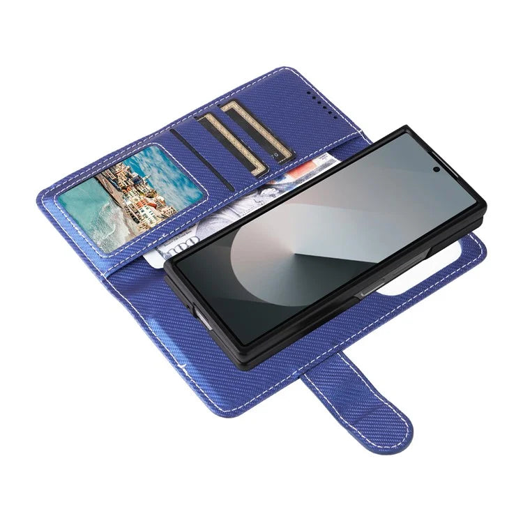 For Samsung Galaxy Z Fold6 5G Case Carbon Fiber Detachable PU Leather Wallet Phone Case