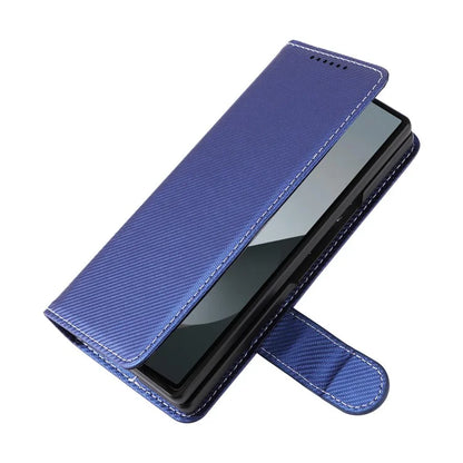 For Samsung Galaxy Z Fold6 5G Case Carbon Fiber Detachable PU Leather Wallet Phone Case