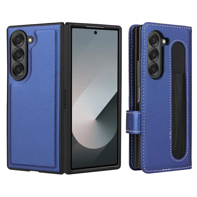 For Samsung Galaxy Z Fold6 5G Case Carbon Fiber Detachable PU Leather Wallet Phone Case