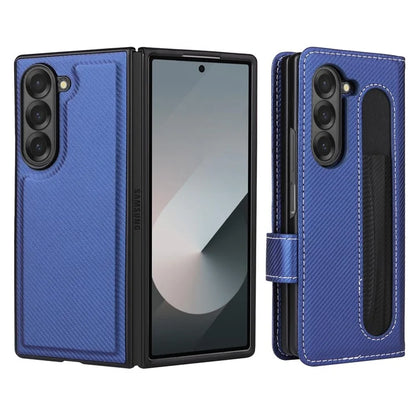 For Samsung Galaxy Z Fold6 5G Case Carbon Fiber Detachable PU Leather Wallet Phone Case