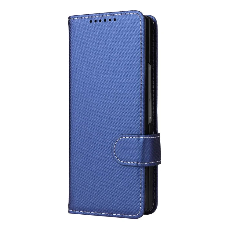 For Samsung Galaxy Z Fold6 5G Case Carbon Fiber Detachable PU Leather Wallet Phone Case