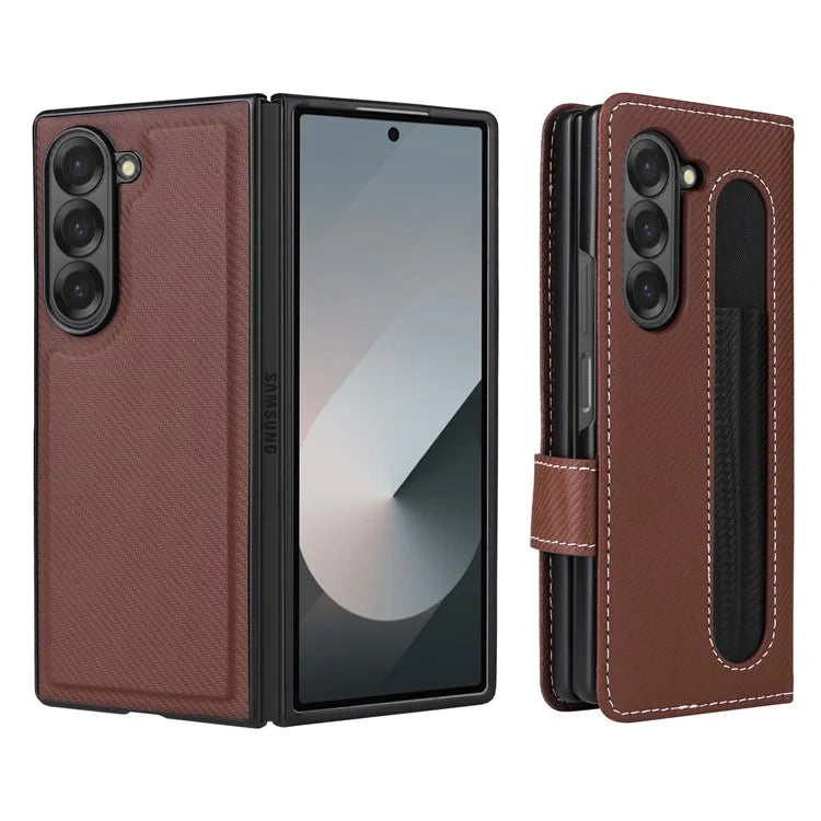 For Samsung Galaxy Z Fold6 5G Case Carbon Fiber Detachable PU Leather Wallet Phone Case