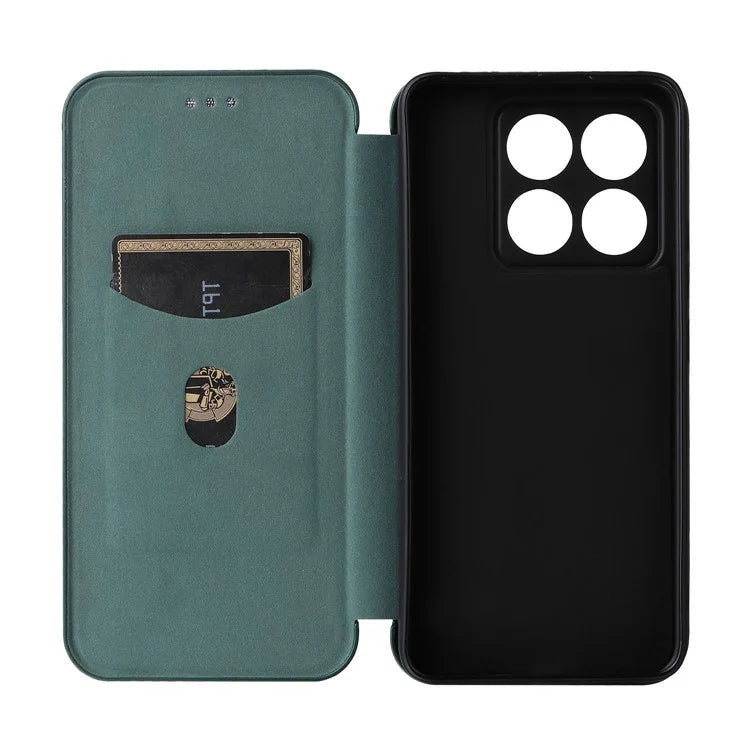 For Xiaomi 14T Case Carbon Fiber Texture Drop-Proof PU Leather Phone Cover