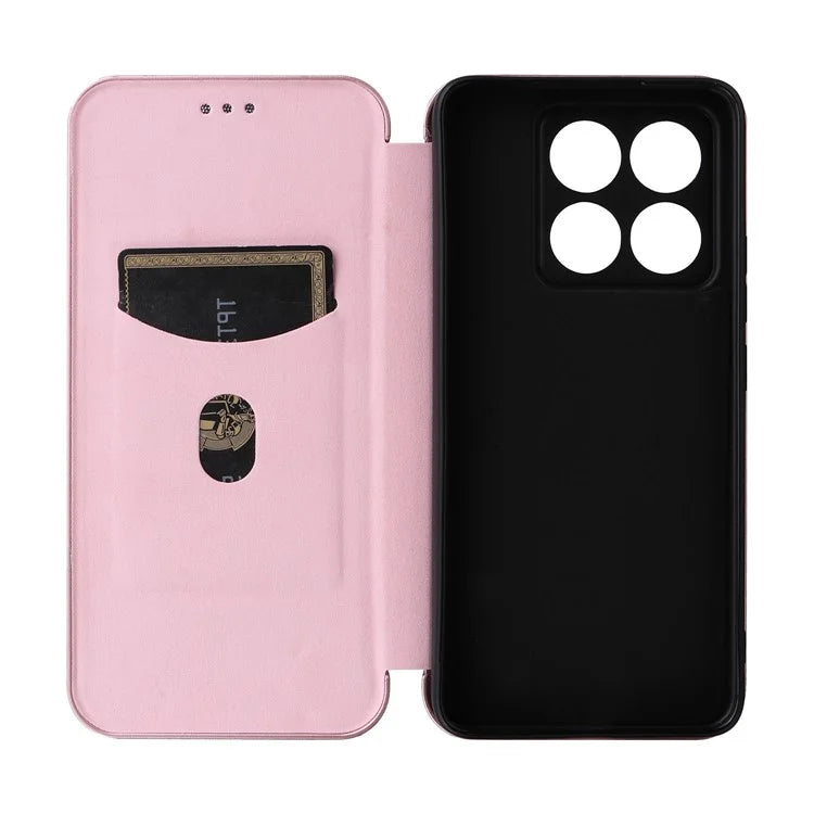 For Xiaomi 14T Case Carbon Fiber Texture Drop-Proof PU Leather Phone Cover