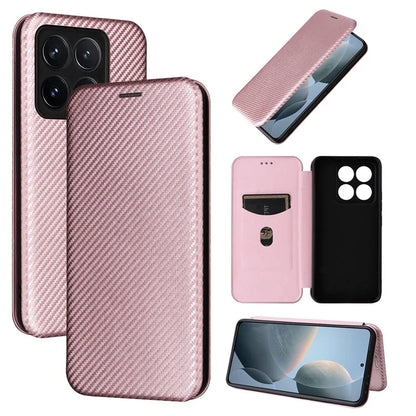 For Xiaomi 14T Case Carbon Fiber Texture Drop-Proof PU Leather Phone Cover