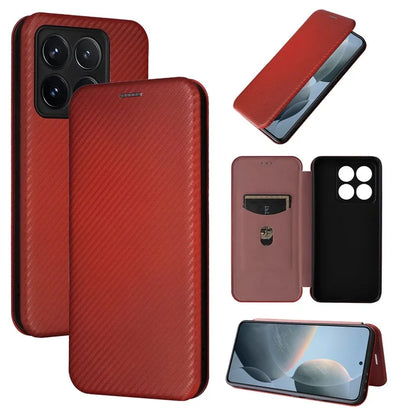 For Xiaomi 14T Case Carbon Fiber Texture Drop-Proof PU Leather Phone Cover