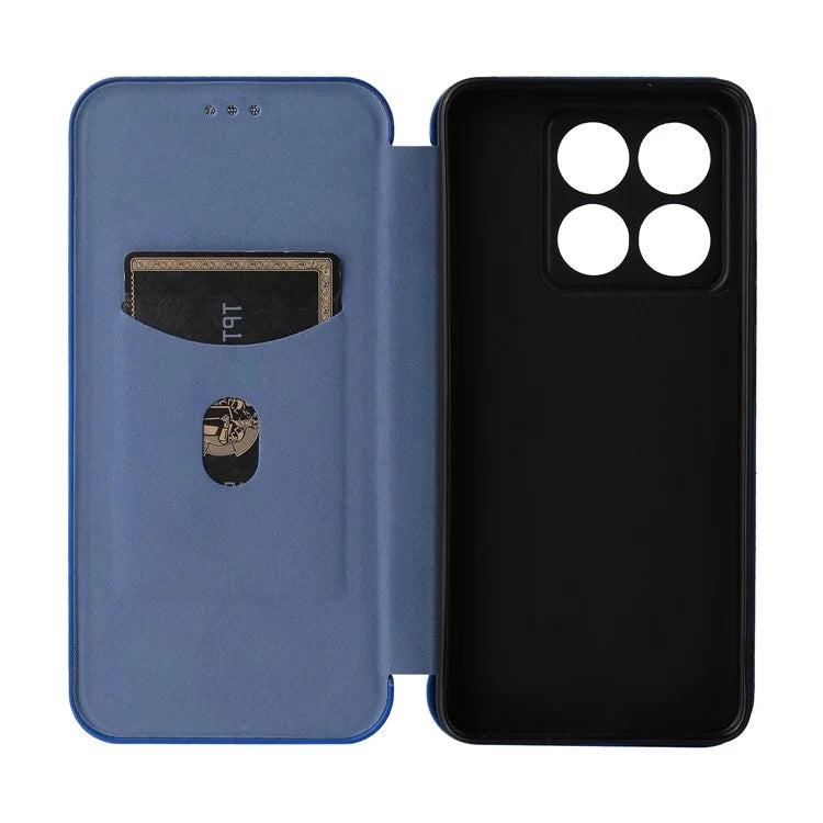 For Xiaomi 14T Case Carbon Fiber Texture Drop-Proof PU Leather Phone Cover