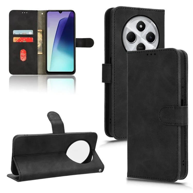 For Xiaomi Redmi 14C 4G Leather Case Skin-Feel Anti-Drop Wallet Flip Phone Cover