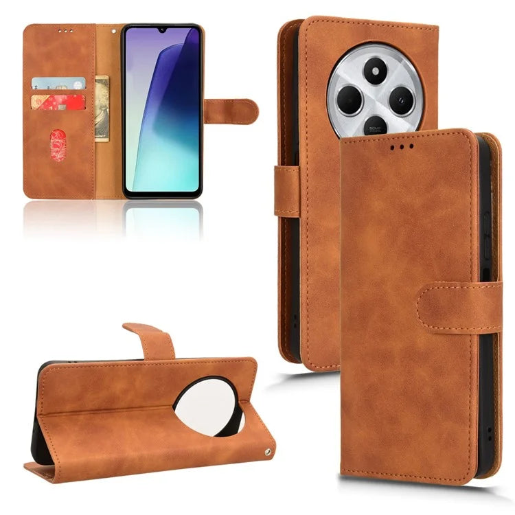 For Xiaomi Redmi 14C 4G Leather Case Skin-Feel Anti-Drop Wallet Flip Phone Cover