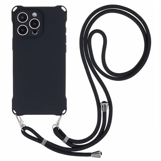 For iPhone 16 Pro Max Case Four Corner Anti Drop TPU Phone Cover with Hanging Rope