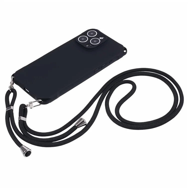 For iPhone 16 Pro Max Case Four Corner Anti Drop TPU Phone Cover with Hanging Rope