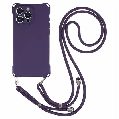 For iPhone 16 Pro Max Case Four Corner Anti Drop TPU Phone Cover with Hanging Rope