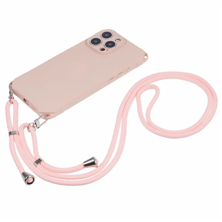 For iPhone 16 Pro Max Case Four Corner Anti Drop TPU Phone Cover with Hanging Rope